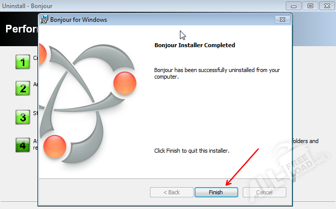 Завершение удаления bonjour